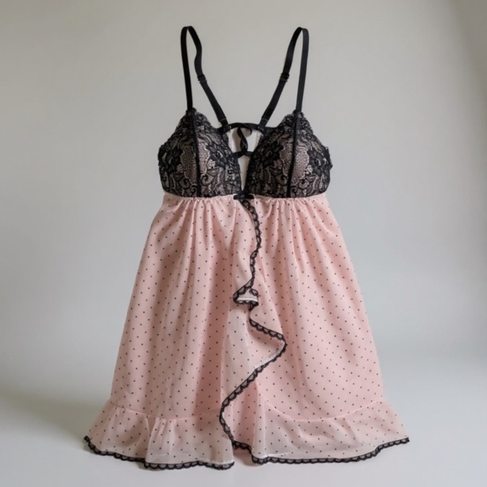 Ambrielle Black and Pink Lace Bra Intimates